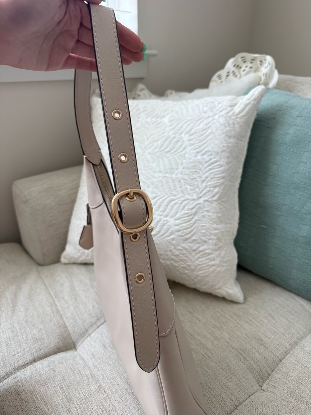 Coach Ella Leather Hobo in Light Beige - Picture 3 of 7